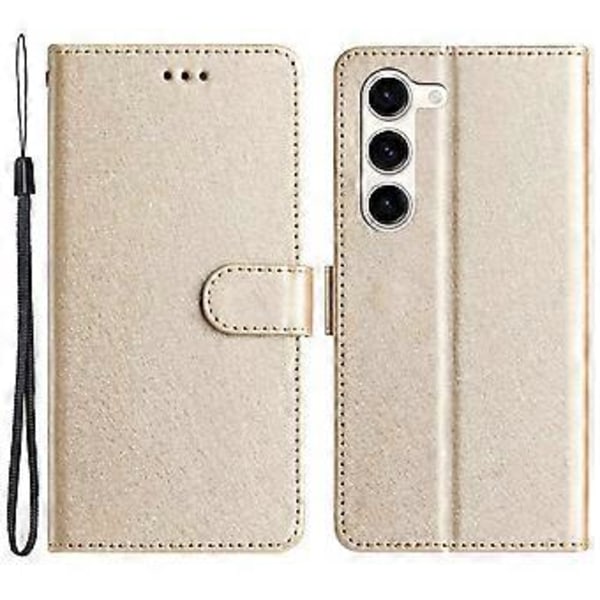 Stativfodral i PU-läder med sidenstruktur, plånboksfunktion och rem för Samsung Galaxy S23+ (Stil C)