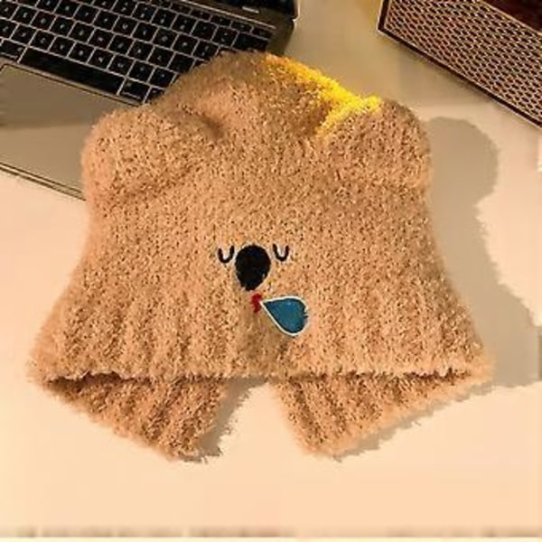 Koala Plys Øreklap Hat Unisex Modehat Blød Komfortabel Vinter Varm Hat til Mænd Kvinder Børn Hvid (Hvid)