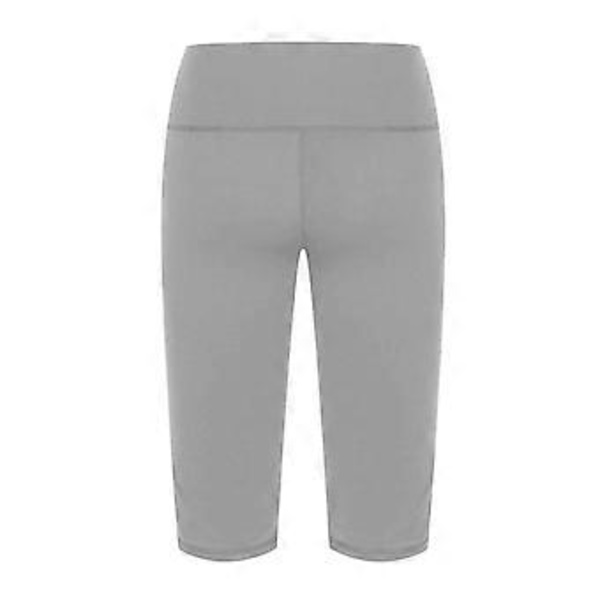 Naisten korkeavyötäröiset joogacapritaskuhousut, vatsaa tukevat, läpinäkymättömät treeniurheilucapri-leggingsit, harmaa L (L harmaa)