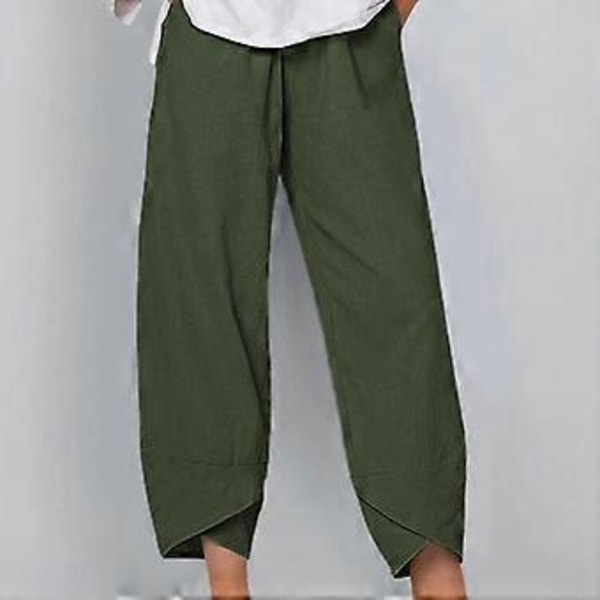 Dame- og herrebukser til sommer og efterår med elastisk talje, løse ensfarvede bukser, bomulds- og linnedbukser (3XL grå)