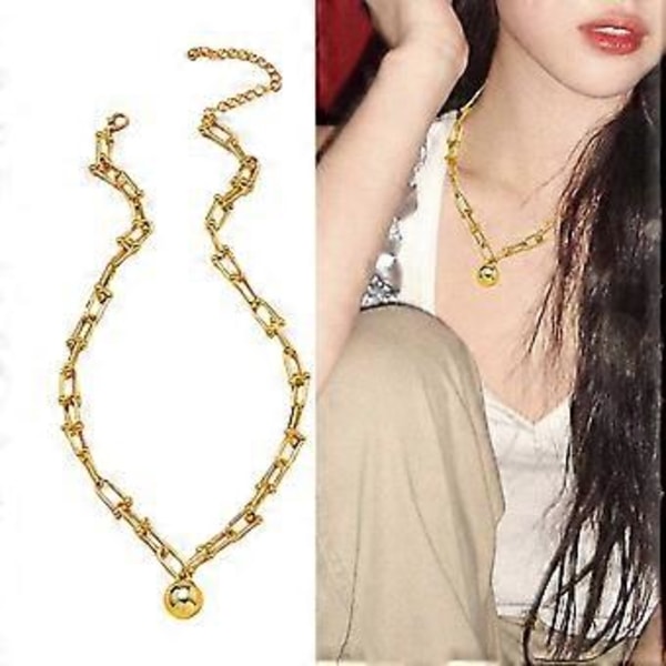 Halsband i legering Geometriska Kulor Hänge Halskedja Justerbar Längd Nyckelbenskedja Smycken för Fester och Bröllop Guld (Guld)