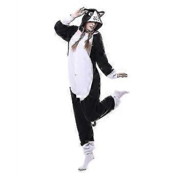 Sort Kattekostume Pyjamas Onesie Kigurumi Jumpsuit Dyrehue V (XL)