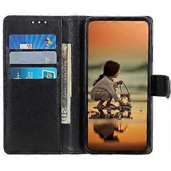 Etui i PU-lær med lommebok, stativ og litchi-tekstur for Samsung Galaxy A05s 4G
