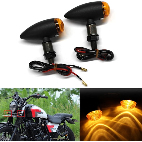 2 stk. Motorcykel Blinklys Amber Blinklys 12V Vandtæt