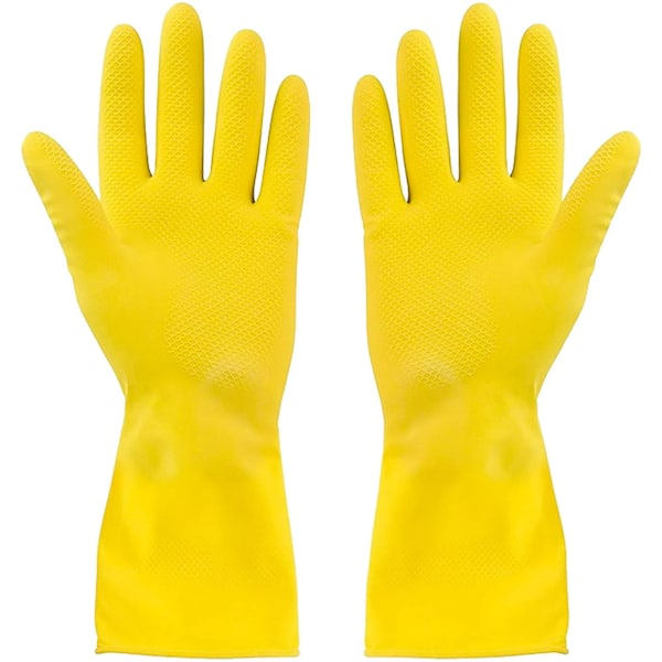 1 par extra stora gula rengöringshandskar i latex, individuella