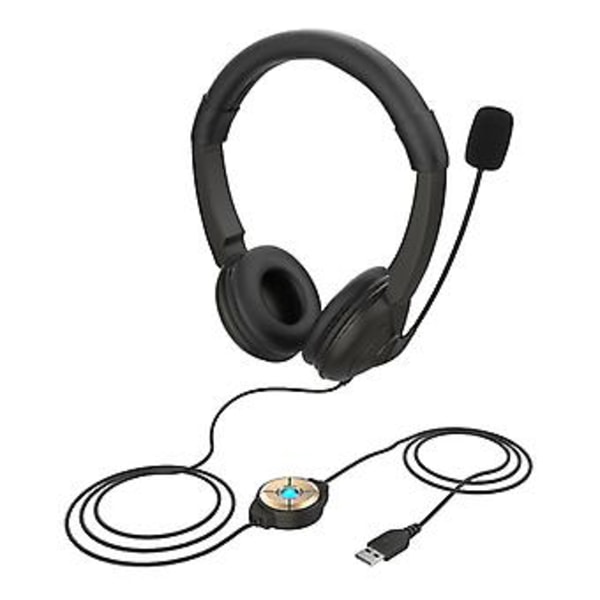 USB Headset m/støyreduserende mikrofon, datamaskin-hodetelefoner for bærbar PC, kundesenter ( )