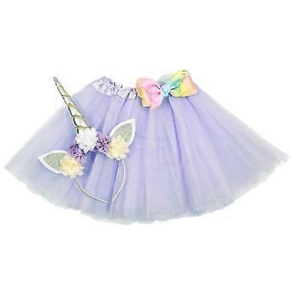 1 Set Muodikkaat Lasten Tutu-mekko ja Päänpantasetti Yksisarvinen Päänpanta Tutu-hame Paketti Lasten Syntymäpäiväjuhliin Yksisarvinen Asuste (Lavendel)
