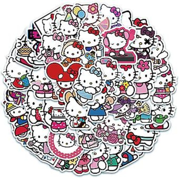 50 stk Hello Kitty klistremerker Pakke Kitty White Tema Vanntette Klistremerker Dekaler for Laptop Vannflaske Skateboard Bagasje Bil Bumper Hello Kitty Klistremerker