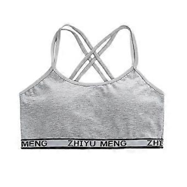 Flickor Stretchbomulls-Bralette 4-pack, Studentväst-BH, Full Cup, Andningsbar BH med Vaddering, Tränings-Sport-BH (grå)