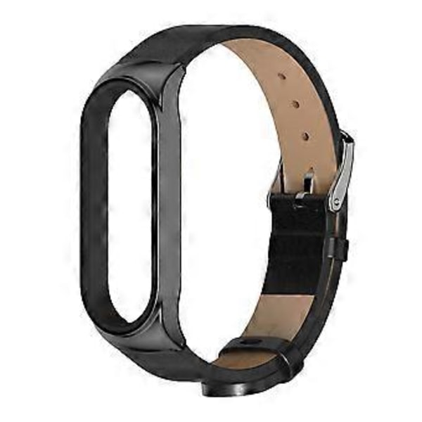Læderurrem til Xiaomi Mi Band 6 / 5 / 4 / 3 (Sort)