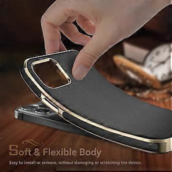 Designet kompatibel med iPhone 13 Pro Max Læderetui, Premium Business Slim Classic Cover Blød Greb - Sort