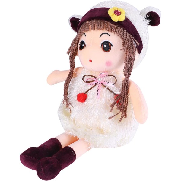 Hvid 40CM Baby Girls Rag Doll Girl Dekoration Companion Legetøj Cut