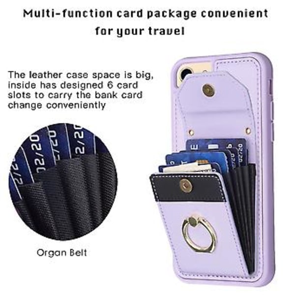 Organ Card Bag -puhelimen kuori iPhone SE 2022 / 2020 / 8 / 7 (Violetti)