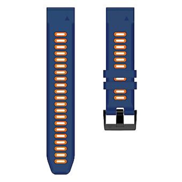 26mm Silikon Urrem Til Garmin Descent MK2 (Midnattsblå Orange)