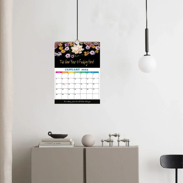 2024 Svart Blommig Kalender, Släpp Tryck, 2-pack