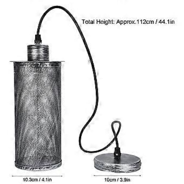 Industriell Mesh Lampskärm E27 Järnkonst Hänglampa Skärm för Bar Café AC85265V Retro Silver
