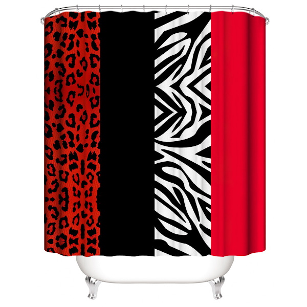 Leopard Duschdraperi 150*180cm, Vertikal Stång Duschdraperi Wat