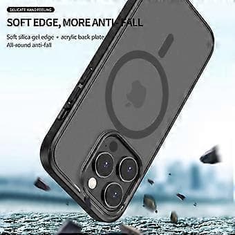 Matt mobildeksel for iPhone 15 Plus, kompatibel med MagSafe PC+TPU bakdeksel