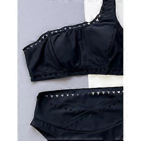 Yksiolkaimiset bikinisetit naisille, korkeavyötäröiset, peittävät uimapuvut, ribbineulotut push-up kaksiosaiset uima-asut M(M )