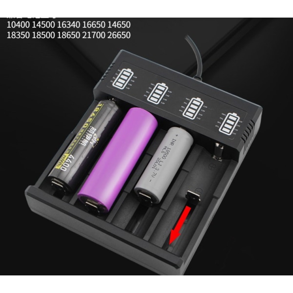 Universal LED-batterioplader 21700 batterioplader 1 rum til 22670 22650 21700 20650 18650