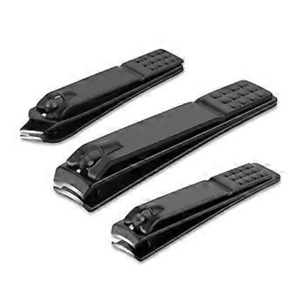 Nagelklipparset Svart Matt Rostfritt Stål Fingernagel & Tjocka Tånagel & Inväxta Nagelklippar, Perfekt 3-pack Nagelklippar för Män och Kvinnor