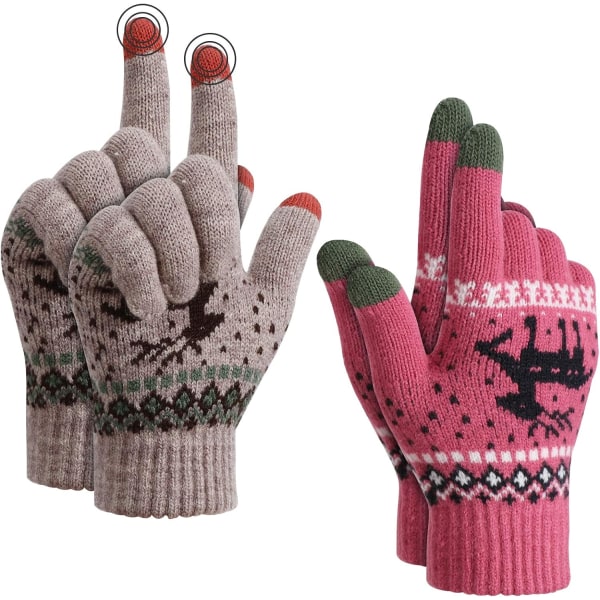 Vinter Stickade Varma Handskar Unisex Pekskärm, Termisk Elastisk F