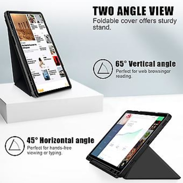 Multi-foldende Læder Tablet Etui Til Samsung Galaxy Tab S9 (Sort)