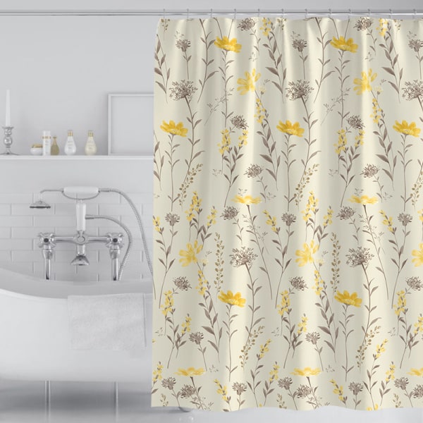 Duschdraperi 100 x 180cm Växter Blommor Tjock Polyestertyg