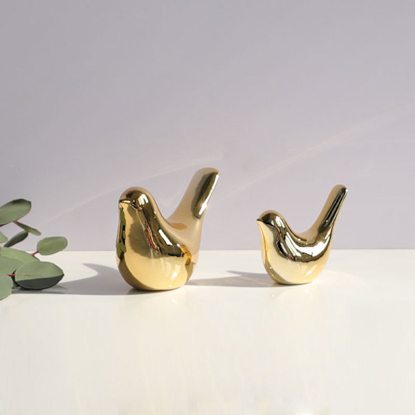 Fuglestatue Guld Hjemmedekoration Moderne Stil Figur Dekorativ Pynt