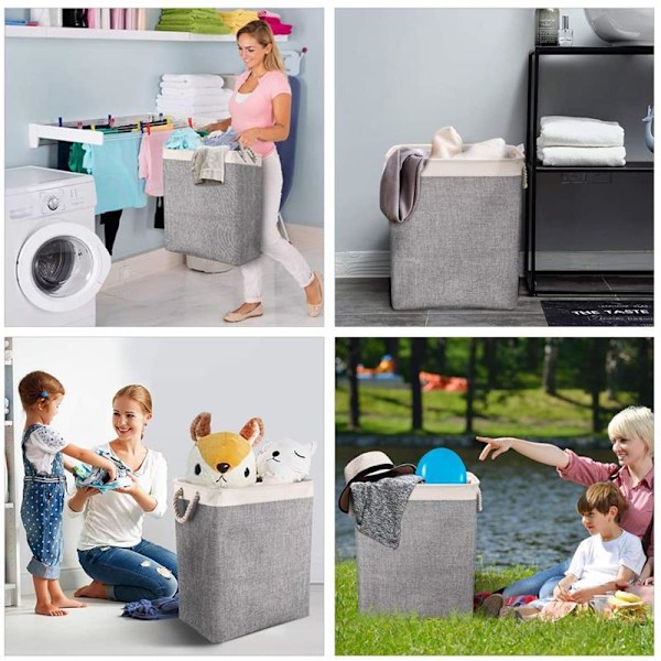 Stor Vaskkurv 50 x 41 x 31 cm, Foldbar Vaskpose med Tau