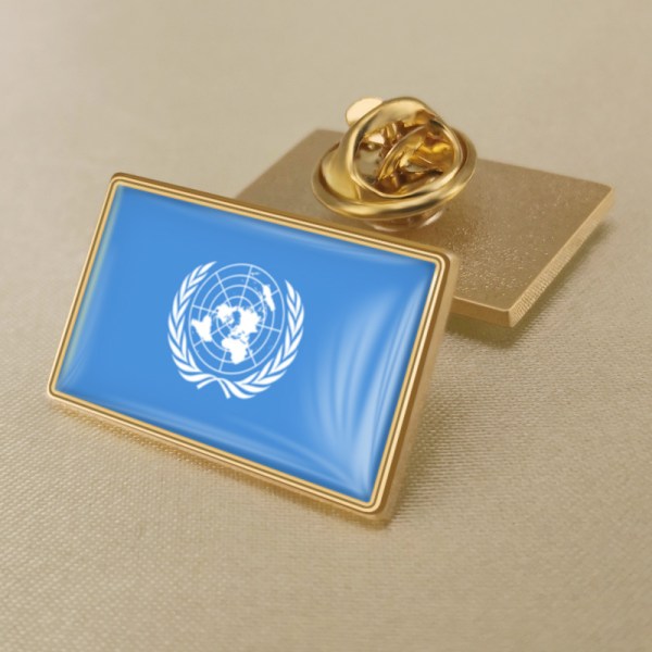 (25*15MM) United Nations Flag Crystal Epoxy Badge Brosch, World F