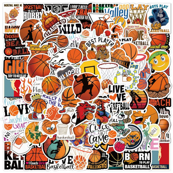 100 stycken basketbollgraffitidekaler - Roliga basketbollfan-dekaler