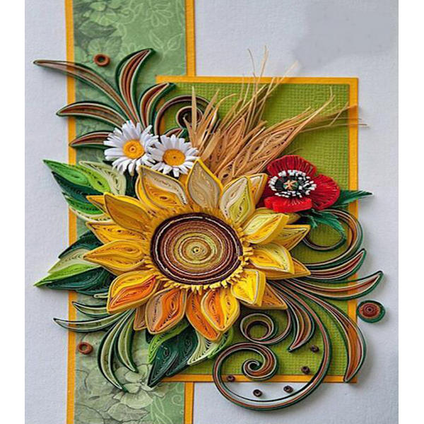30x40 cm  5D Diamantmålning DIY Komplett,Runda borrblommor， D