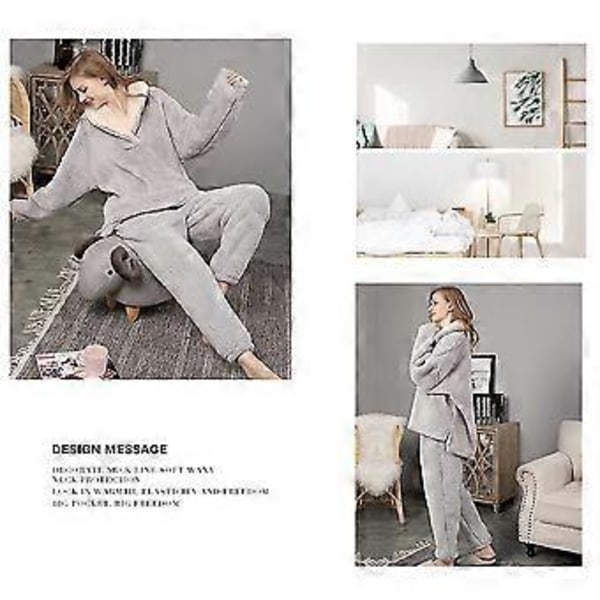 Dam Fluffig Pyjamas Set Nattlinne/YY(L Grå)