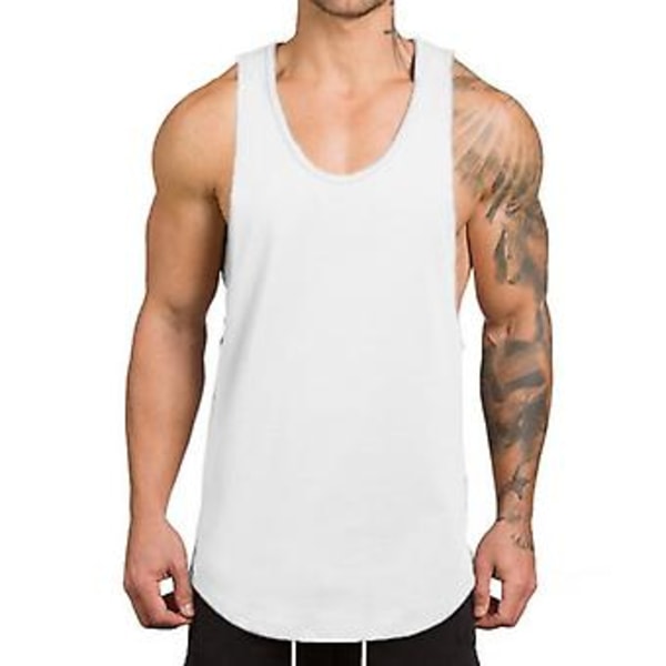 O-hals Anti-pilling Åndbar Fitness Vest Ensfarvet Ærmeløs Trøje Tunika Top Streetwear (XL Hvid)
