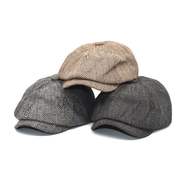 Lysegrå, flat hatt for gutter, tweed Gatsby hatt Ivy Irish hatt for menn