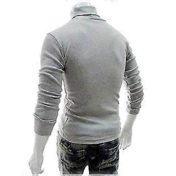 Herre Strik Roll Turtle Neck Pullover Jumper Toppe Sweater Bluse (L Lysegrå)