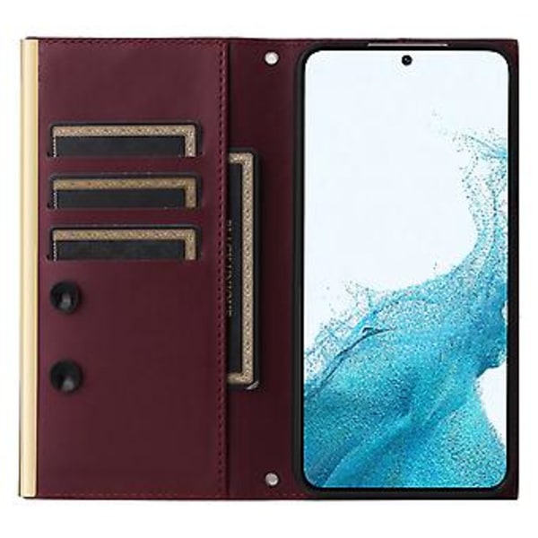 Samsung Galaxy S22+ 5G:n nahkainen olkalaukku (Claret)