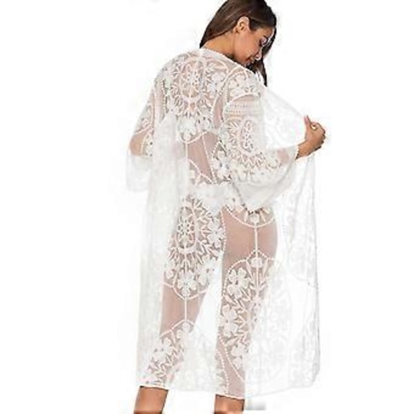 Dame Bikini Cardigan Lang Strand Cover Up Bikini Strand Cardigan Blonde Hvid Strand Cover Up (multi valgfri) (sort)