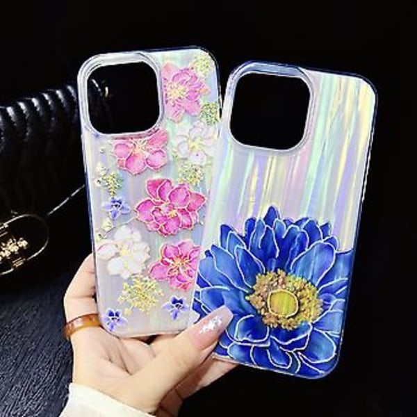 Sähköpinnoitettu TPU + PC -kotelo iPhone 13:lle (Punaiset kukat)