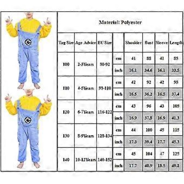 Lasten Minions-piirrettyeläin-pyjamat, pehmeä haalari, puku, nukkumisasu (4-5 vuotta)