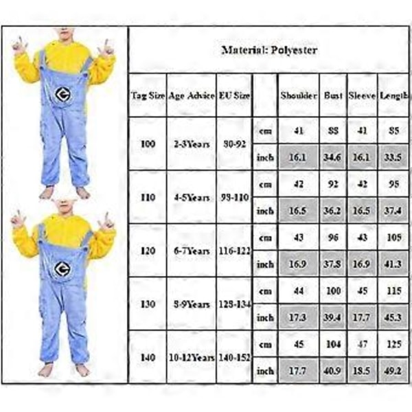 Lasten Minions-piirrettyeläin-pyjamat, pehmeä haalari, puku, nukkumisasu (6-7 vuotta)