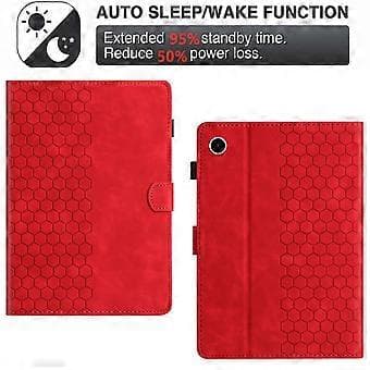 Preget PU-etui for Samsung Galaxy Tab A9 (Rød)