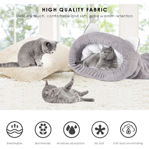 Mjuk fleece kattsovsäck värmande tvättbar husdjurssängar sovande B