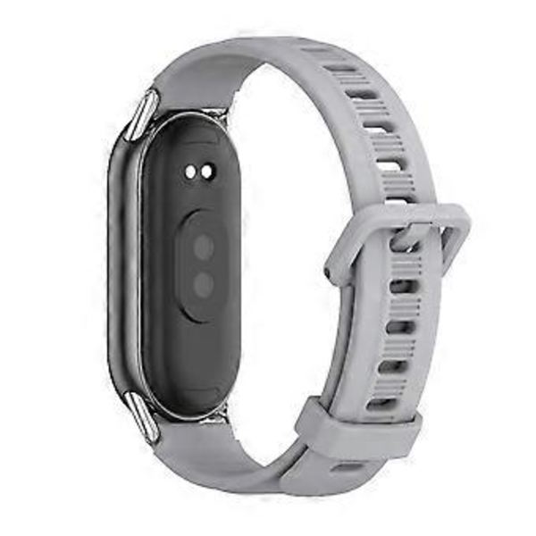 Mijobs Litteä Reikää Ominaisuudella Varustettu Silikoniranneke Xiaomi Mi Band 8:lle (Harmaa Hopea)