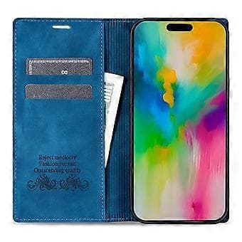 Kompatibelt Plånboksfodral för iPhone 16 Plus Magnetisk Stängning Läder Telefonskal (Blå)