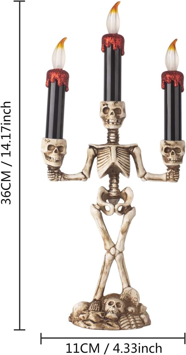 Halloween Tealight Holder LED Lys Candlestick Skull Skelet