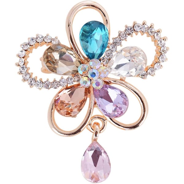 Women Flower Crystal Alloy Brooch Pins Lady Scarf Buckle Dec