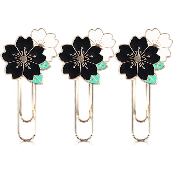 3 stk. kirsebærblomst papir klips, søte fargerike Sakura papir klips