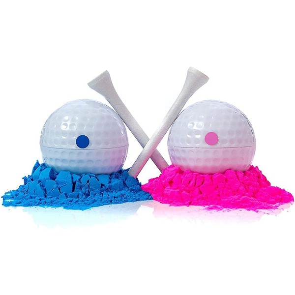 Gender Reveal golfbold, eksplosiv golfboldsæt - Gender Reveal golfsæt med 1 pink bold og 1 blå bold til jokes
